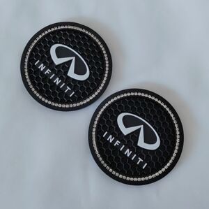 NWT 2 Piece Infinity  Car Cup Holders Coaster with crystals  Non-Slip Black